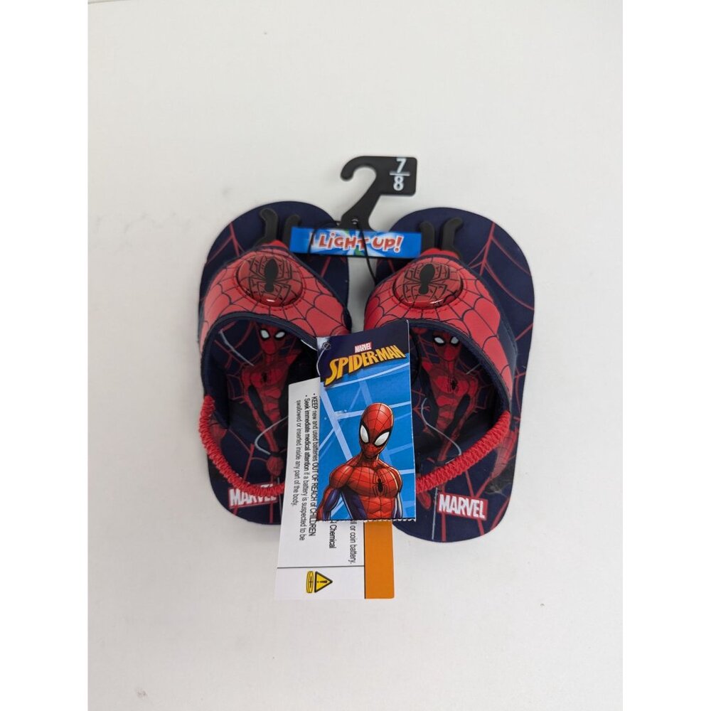 Spiderman Light Up Sandals Boys Size 7/8 Red Spidey Shoes Marvel